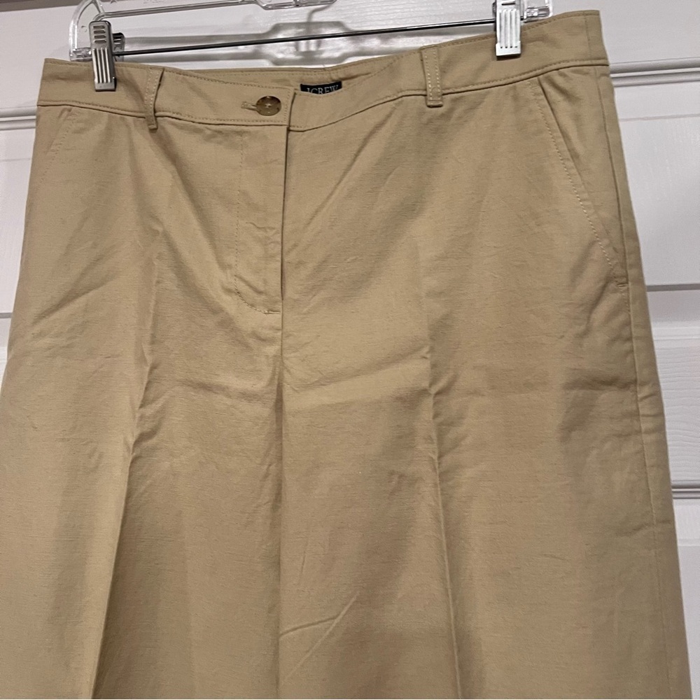 New! J. Crew Full-length wide-leg trouser in cotton blend Tan Khaki Size 10 #L07 - Picture 4 of 13